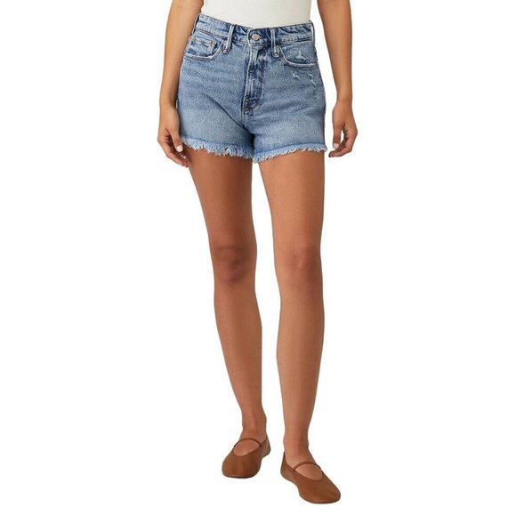 GOOD AMERICAN Good 90's Yoke Contrast Short in Indigo 095 2/26 Denim Jeans - Picture 15 of 16